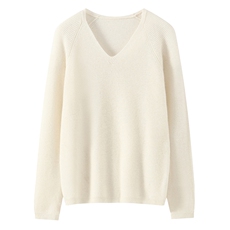 2025舒适百搭简约秋冬新款软糯舒适女士v领长袖抽条羊绒衫，女装羊绒衫，星纬羊绒