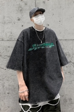 潮牌宽松短袖t恤蜡染美式复古高街水洗做旧517A-2-SX206-P38，男装T恤，星座517A-2