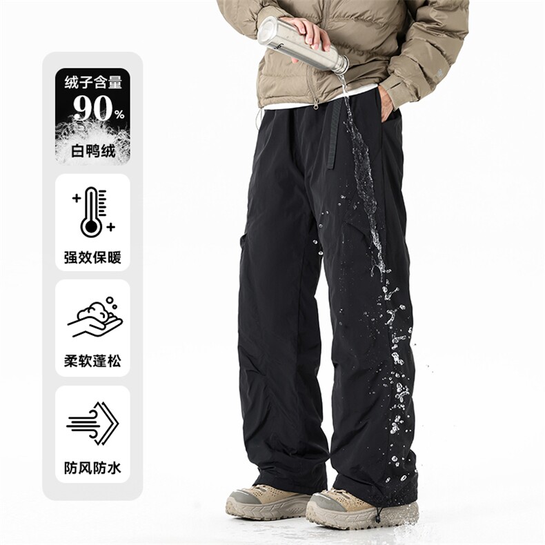 2025无影墙新款简约保暖羽绒裤可束脚长裤休闲裤防风CK2378-P100，男装棉裤，星座717