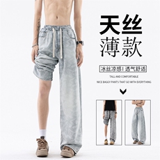 B221美式ins高街宽松印花莱赛尔冰丝牛仔裤LK25509-特P45控88，男装牛仔裤，电商B221