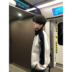 撞色拼接条纹夹克2025外套男女秋季翻领情侣拉链开衫，男装夹克，四季星座505