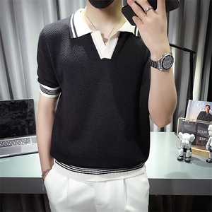 夏季新款针织短袖Polo衫男翻领时尚半袖上衣青年商务休闲T恤 S330图片