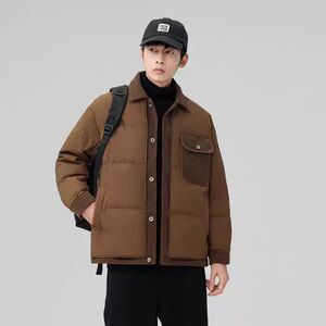 (网图) 90白鸭绒 71-98克 翻领拼接羽绒服保暖   313B-99818-P220图片