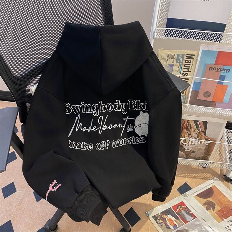 万针刺绣结构设计重磅秋冬全棉高品质美式高街连帽卫衣外套Y7692，女装短外套，电商A486-1