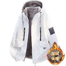2025秋冬季男新款加绒加厚夹克冲锋衣时尚潮流外套-加绒6209-P75，男装夹克，星座1105
