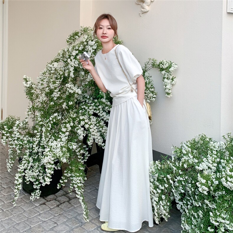 2025夏季新款法式气质简约穿搭套装女显瘦无袖背心半身裙两件套潮,女装套装/套裙,2C088