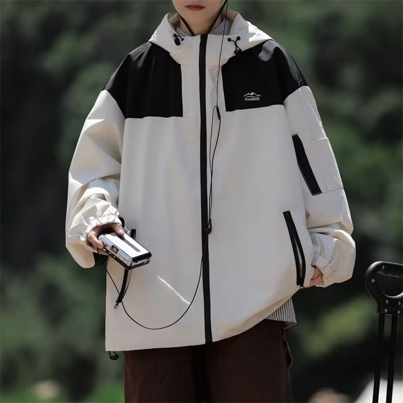 日系复古时尚工装拼接男户外冲锋衣情侣2023春秋夹克外套YT79,男装夹克,星座1116A-1（原606A）