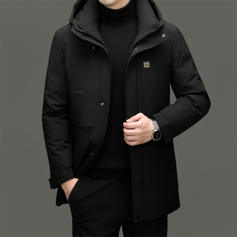 HYD8920新款冬季男士白鸭绒羽绒服连帽保暖外套修身大衣，男装羽绒服，电商B360