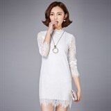 优雅蕾丝长袖连衣裙修身显瘦气质女神必备，女装连衣裙，安之芮娜