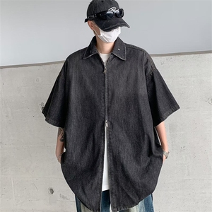 2025夏季渐变短袖衬衫男牛仔衬衣C1020