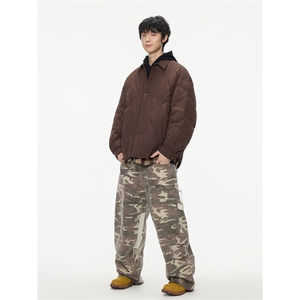 2025冬季新款翻领衬衫假两件羽绒服男潮牌百搭保暖羽绒服外套图片
