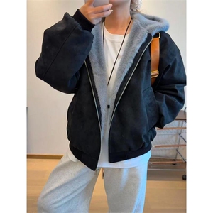 现货高品质美式高街冬季重磅座山雕大毛毛领pu皮棉衣男女加厚外套图片