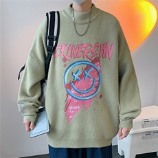 1港风半高领套头中性潮流大码M-5XL印花针织毛衣MY7451P48加绒P55，男装针织衫/毛衣，星座226-2