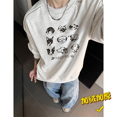 现货WY626-P38卡通克重磅圆领加绒卫衣男美式高街潮牌外套，女装短外套，电商A456（原C415）