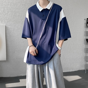 8XL-M拼接撞色短袖t恤男款夏季新款半袖POLO衫加肥加大码DT004P38图片