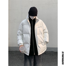 港风街景冬款字母印花宽松立领PU皮棉服A247-MY84521特批95控158，男装棉衣，电商A247
