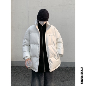 港风街景冬款字母印花宽松立领PU皮棉服A247-MY84521 特批95控158图片