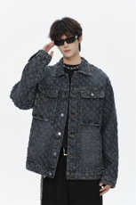 潮流做旧磨毛大码男女拼色牛仔外套夹克J8813-P65【特价】，男装工装外套，电商A007