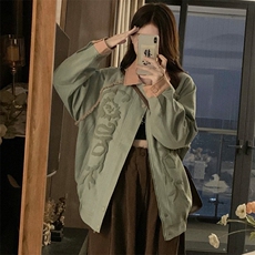 鹿皮绒拼色翻克女2025秋季新款宽松bf美式潮牌情侣外套C788-P100，女装短外套，星座911-2(原星座613-2）