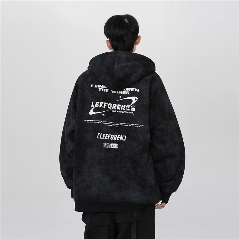 脏脏做旧连帽拉链开衫卫衣外套男春季美式青少年夹克棒球服p68,男装夹克,电商C307