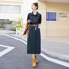 欧洲站时髦流行深色牛仔连体裤潮2025春新款女休闲减龄显瘦连衣裤，女装连衣裙，艾仟回(原伊仟回)