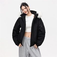 冬季加厚百搭连帽棉衣复古潮牌大毛领外套男女潮B2525-特P88，男装棉衣，星座610B-1