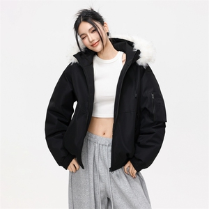 冬季加厚百搭连帽棉衣复古潮牌大毛领外套男女潮 B2525-特P88图片