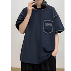设计感假口袋T恤男短袖夏季宽松五分袖体恤潮流情侣衣服ST528-P34，男装T恤，星座412-3