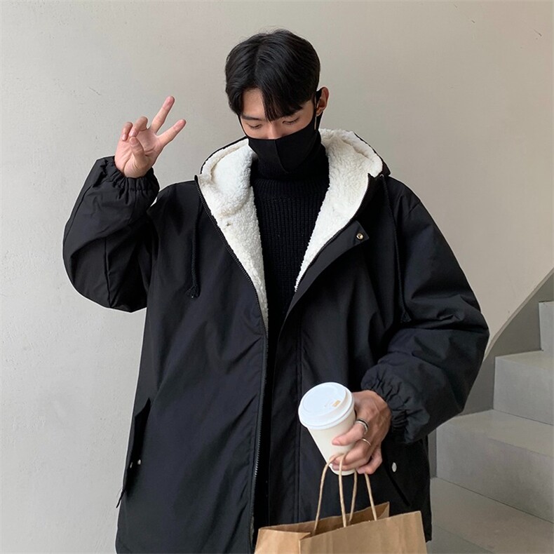 男冬季潮牌羊羔绒加绒加厚棉服oversize棉衣JK568P78,男装棉衣,星座1116-2