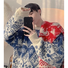毛衣圆领针织衫男生秋冬毛衣仿貂绒款圣诞节慵懒风毛线衣MY1706，男装针织衫/毛衣，星座1116A（原606A-3）