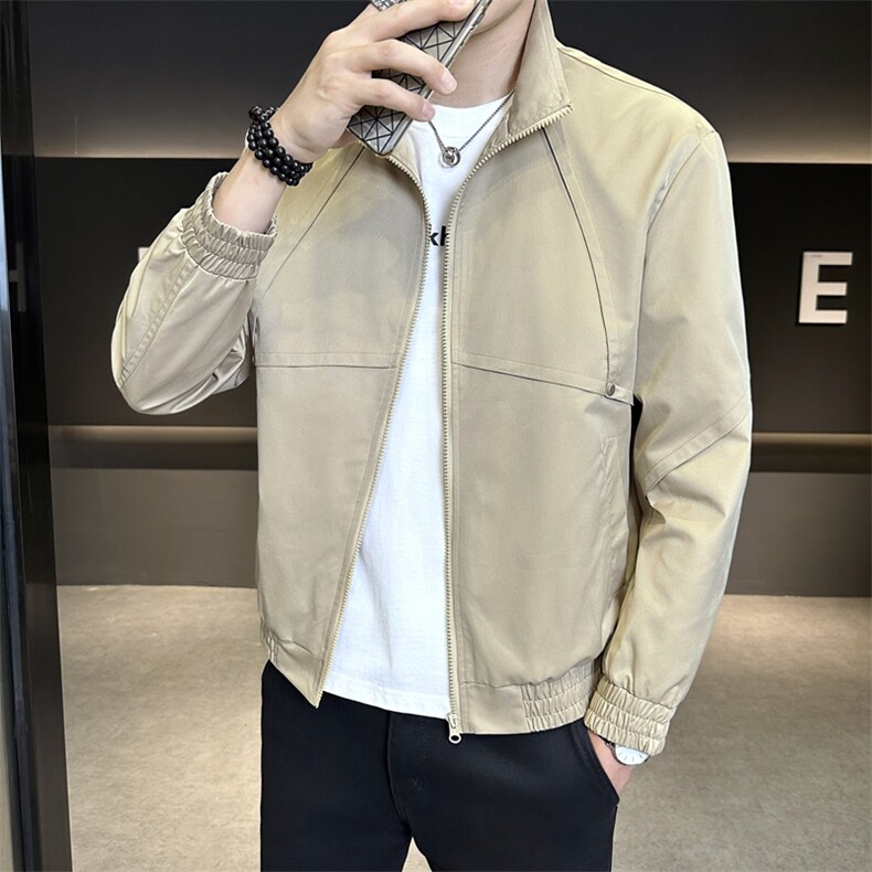 秋季外套男2025款时尚立领百搭休闲纯色工装男夹克JK9215P90控138图片