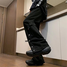 潮高街纽扣设计感小众牛仔裤男潮牌美式显瘦工装裤休闲微喇叭裤，男装牛仔裤，星座601-2
