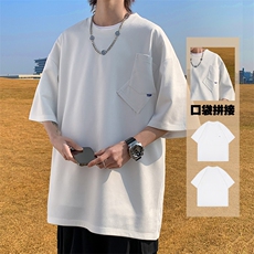 240克麂皮绒短袖T恤大码宽松重磅刺绣男T109-1-T23610-P28，男装T恤，星座109-1
