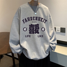 华夫格卫衣圆领卫衣男大码长袖t恤男外套HW76256-P30加绒款-P40，男装卫衣，电商A040