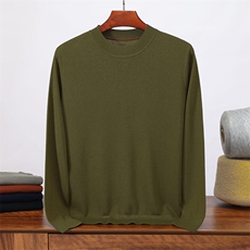 2025年秋季常规圆领时尚百搭通勤休闲长袖，男装针织衫/毛衣，伊雪娇羊绒