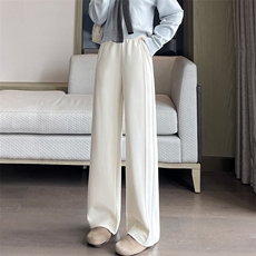 醋酸羊毛呢阔腿裤秋冬季加绒新款窄版直筒运动休闲长卫裤子，女装休闲裤，云美莎专业女裤-全店现货