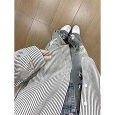 B221美式ins高街暗黑宽松条纹长袖衬衫SY2540-特P35控59，男装衬衫，电商B221