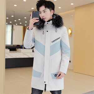 男士秋冬季外套加绒加厚潮流夹克中长款韩版风衣男外衣DS283-P75图片