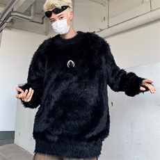 小众金属高级垫肩毛衣男秋季慵懒风情侣水貂毛绒针织衫MY297-P55，男装针织衫/毛衣，星座1109-3