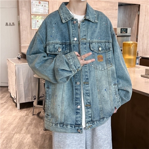 潮牌翻领水洗工装情侣牛仔夹克设计感小众oversize潮牌JK0211-P68图片