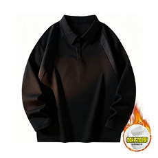 抖音得物高品质美式高街重磅曼巴棉结构螺纹拼接翻领卫衣长袖T恤，男装T恤，电商A486-1