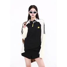 美式拼接撞色插肩袖圆领卫衣男女潮牌宽松休闲FT74P42，男装卫衣，星座1013-1