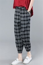 2021夏季新款时尚宽松舒适格子休闲裤，女装休闲裤，叶笙衣