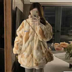 美式棉服女潮牌冬季新款高级感加绒加厚羊羔毛棉衣棉袄 CC029-100图片