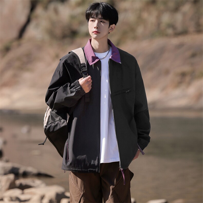 新款户外夹克男撞色翻领外套DSA157B-JK2501-P65,男装夹克,电商A157B