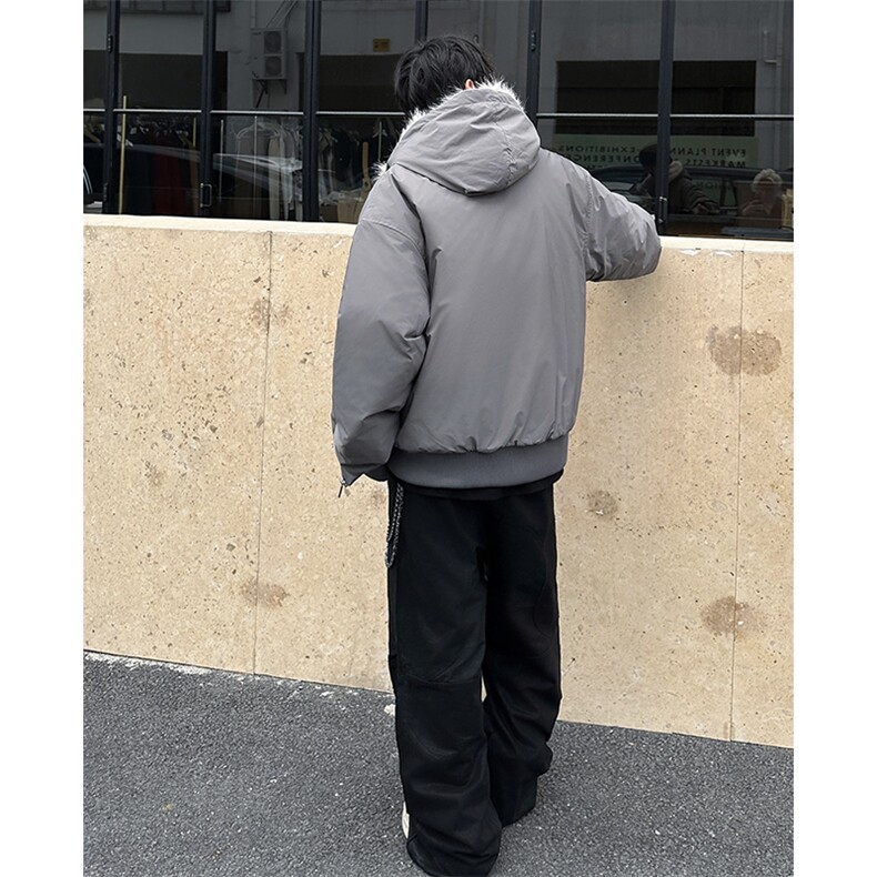 秋冬季毛绒连帽棉服潮流宽松加绒保暖时尚棉服,男装棉衣,星座410-7
