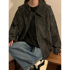 中性风褶皱面料皮衣金女属装饰设计皮夹克外套男JK77866P75控108，男装夹克，星座226-1