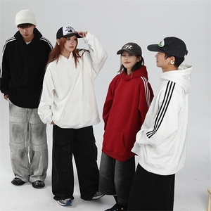 重磅全棉二开支持退换 抖音得物高品质360克宽松织带连帽卫衣CM04图片