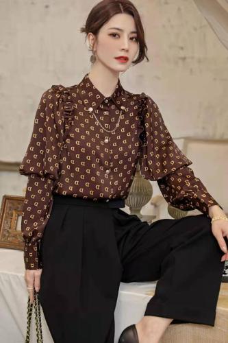 时尚气质小衫春季款新款2021女装打底雪纺衫内搭洋气百搭小众,女装蕾丝衫/雪纺衫,初婇