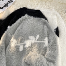 暗黑系玫瑰花马水貂毛衣春秋男女款舒服宽松羊毛针织衫MY292/P63，男装针织衫/毛衣，星座506B